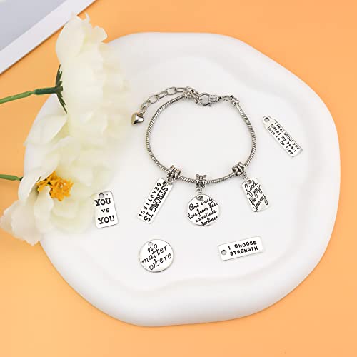 Jialeey Motivational Charms, Wholesale Bulk Lots Inspirational Message Charm Pendants For Crafting, Jewelry Findings Making Accessory For Diy Necklace Bracelet, 30Pcs #TOP5