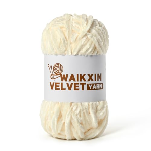 Image of Chunky Chenille Yarn for Crocheting, Baby Yarn for Crocheting Soft, Plush Velvet Yarns, 100g (87.4 yds) Fluffy Yarn for Crochet Amigurumi (Milky White)