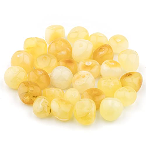 Amber Beads Baroque Style – Polished and Raw 100% Natural Baltic Stone 5-6mm Loose with Drilled Holes Multiple Colors - Amber Culture