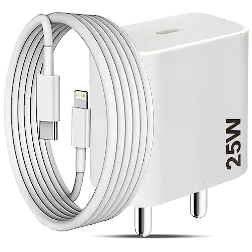 Image of Zybux New 25W Usb-C Fast Pd Original Power Wall Charger Adapter With 3.3Ft Lighting Cable Compatible For Iphone 14 /13 /12 /11 Pro Max /Xs Max /Xr /Xs /X /8 Plus [Quick Speed Charging Solution] 25 Watt|White