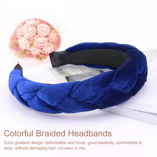 Image of DRESHOW Braided Headbands for Women Velvet Hair Hoop Elastic Criss Cross Hair Bands Accessories