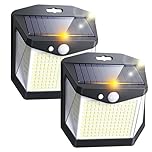 Solar Security Lights Outdoor Garden - 248 LED Outdoor Garden Wall Lights 3 Modes Motion Sensor Outside Solar Panel Powered Flood Light IP65 Waterproof for Garage Yard Fence Front Door 2 Pack