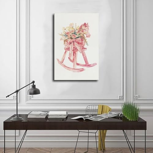 Toile cheval à bascule grand format déco chambre cocoon