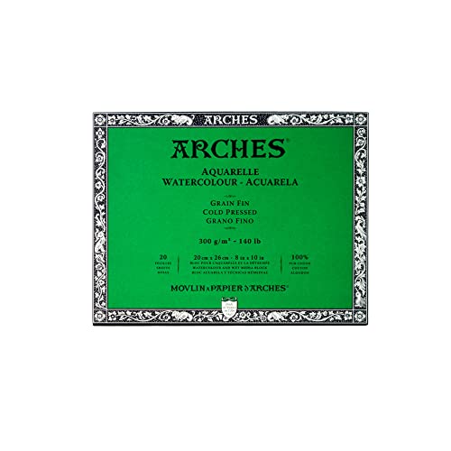 Arches Watercolour Paper Blocks | Cold Pressed Natural White | for Watercolor, Acrylic Painting, Gouache and Poster Color Painting | 300 GSM, 20 x 26 cm- 20 Sheets (B07D3D13LF) Amazon Price History, Amazon Price Tracker