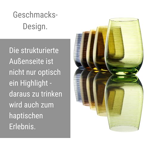 Stölzle Lausitz Wassergläser Twister Rauchgrau 6er-Set 465 ml – Allroundgläser für Wasser, Saft & Cocktails – Hochwertige Trinkgläser aus bleifreiem Kristallglas – Spülmaschinengeeignet & stoßfest