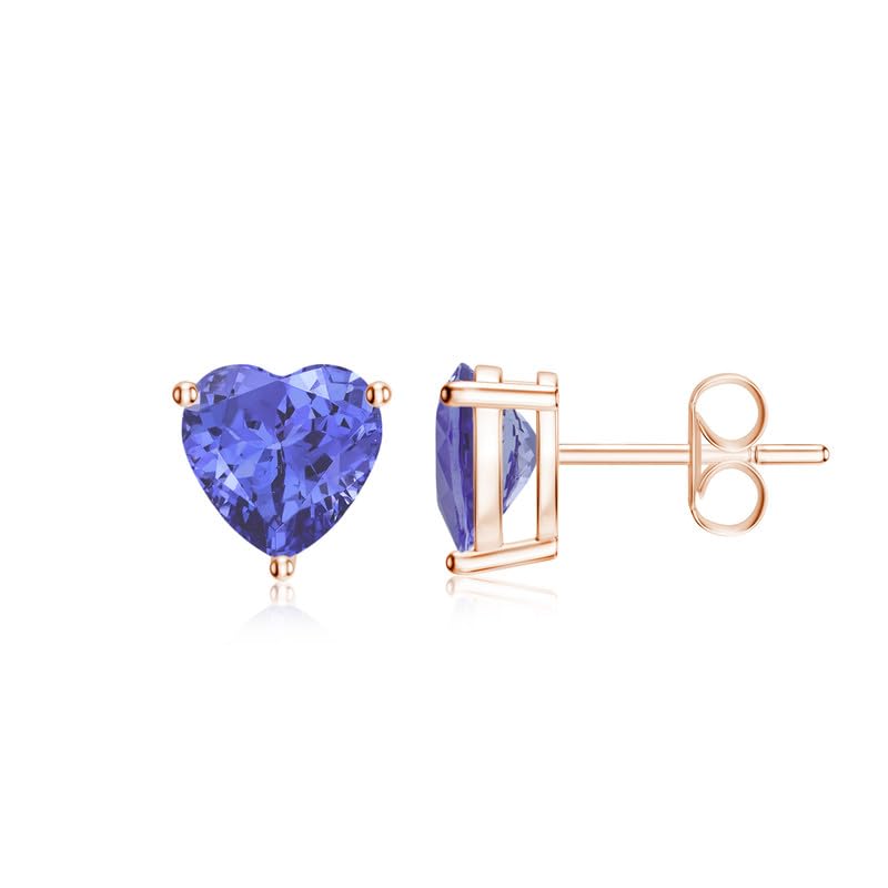 Image of Goldhartz Sterling Silver Genuine, Created or Simulated Birthstone Gemstone 7mm Heart Stud Earrings