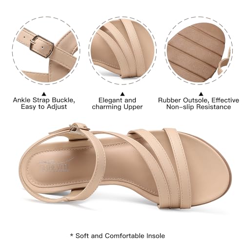 Image of SHIBEVER Wedge Sandals for Women Dressy: Comfortable Low Heel Sandal | Open Toe Ankle Strap Strappy Womens Shoes with Cushioned Casual Walking for Wedding Work Office Travel in Summer