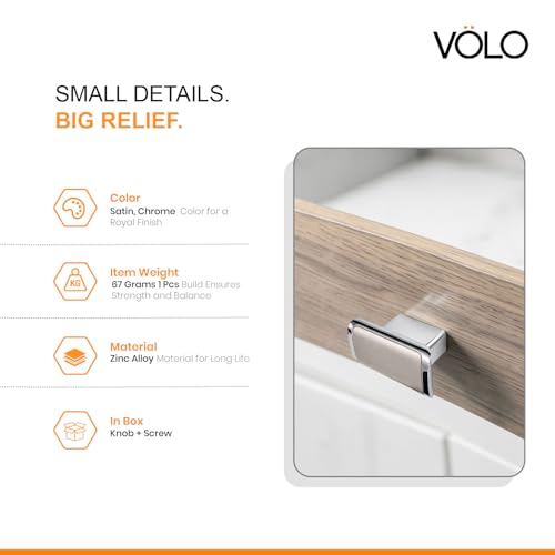 Image of VOLO SS Finish Cabinet Drawer Knob /knobs for Drawers /Drawer knobs /Handle /knobs for cabinets /Pull Handle (S-182, SS Finish) (3)