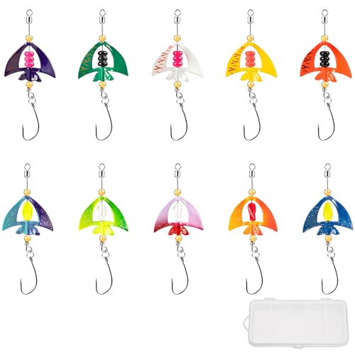 aiyraa 10PCS Spinner Baits Kit - Colorado Blades & Sharp Hooks for Bass Trout Crappie Fresh/Saltwater Fishing Spinnerbait Lures
