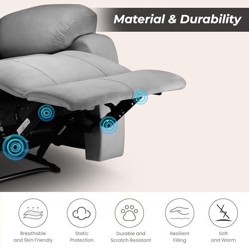 Image of Little NAP Helios Soft Suede Fabric Two Motorized Standard Recliner | Padded 2 Seater Aaram Sofa | Relaxing Chair for Home Office Living Bed Room | Grey