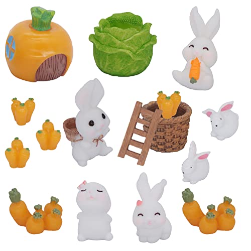16 Pcs Cute Mini Animal Figurines Miniature, Spwolfrt Easter Bunny Ornament Easter Rabbit Micro Fairy Garden Décor For Moss Landscape Diy Terrarium Craft Accessories Home Outdoor Indoor (Bunny Family) #TOP5