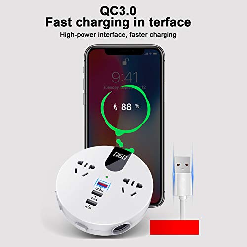 Car Inverter, QC3.0 Power Inverter de carregamento rápido com múltiplas interfaces de expansão para