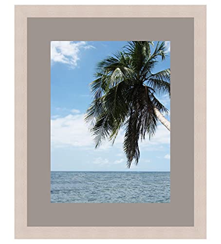 RK Cadres Bilderrahmen mit Passepartout Grau TV für EIN Bild 25x32 oder 32 x 25 cm Rahmen Nicht-gerade Weiss, 3 cm Breiten Holzleisten, Holzrahmen