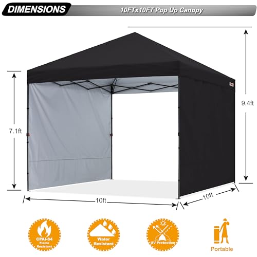 ABCCANOPY 3x3M Pop up Gazebo With Two Side Panels Upgraded Roller Bag, 4 Weight Bags, Stakes and Ropes (Black) - Image 5