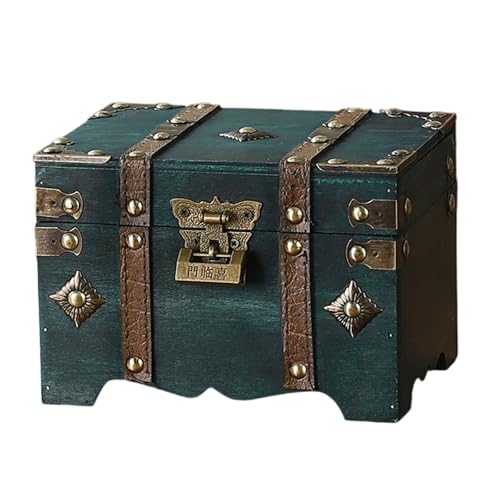 Qsvbeeqj Vintage Temed Security Storage Chest Metal Hardware Organizadores de gran capacidad para joyería antigüedades accesorios vintage combinación cerradura caja de almacenamiento