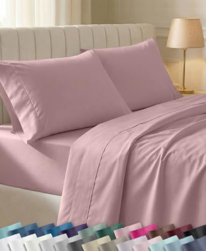 California Design Den 100% Cotton Sateen Queen Sheet Set Deep Pocket, Mauve - image 1