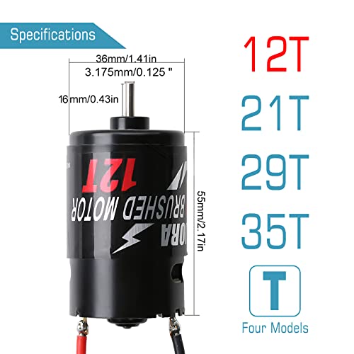 Injora Rc Motor 550 Brushed Waterproof Motor For 1/10 Short-Course Truck Slash Vkar 10Sc Hpi Hobao Huanqi 727(12T) #TOP4