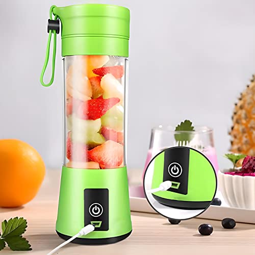 Retoo Draagbare persoonlijke mini-mixer met 1500 mAh en 380 ml, elektrische blender, 4 messen, geschikt voor smoothies, milkshake, fruitshake, USB-sapmixer, reizen, thuis, outdoor, groen - Afbeelding 4