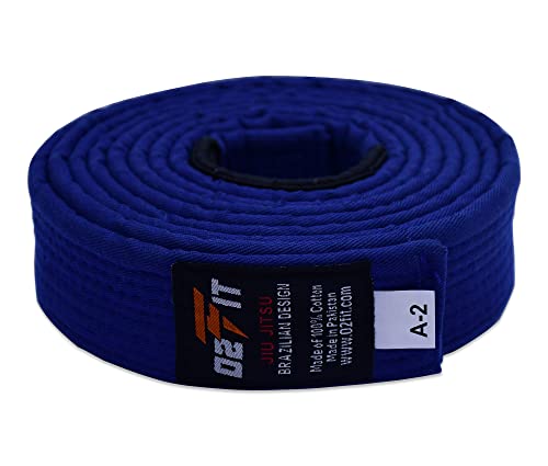 02Fit Bjj Belt For Adult Premium Cotton Heavy Duty Brazilian Jiu Jitsu Gi Belt - Martial Uniform Jiu Jitsu Belt (Blue, A3) #TOP3
