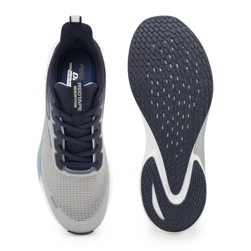 Image of Red Tape Men's Sneakers Grey Blue Jacquard Mesh Round Lace-Up
