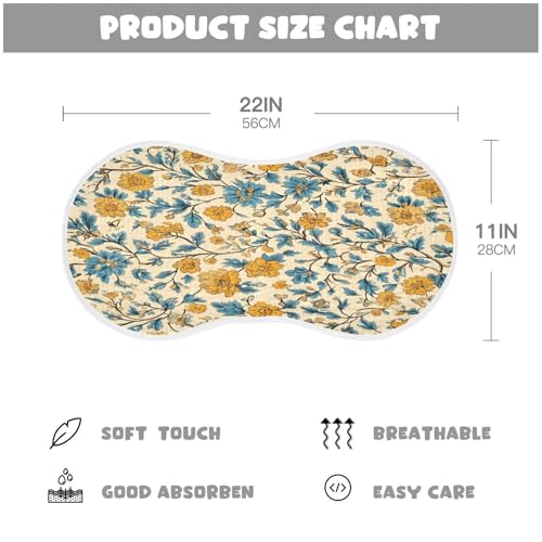 Vintage Flowers Burp Cloths Cotton Baby Washcloths,Large 22x11in Burping Cloth Absorbent and Soft for Newborn Baby Boys and Girls,2 Pack4