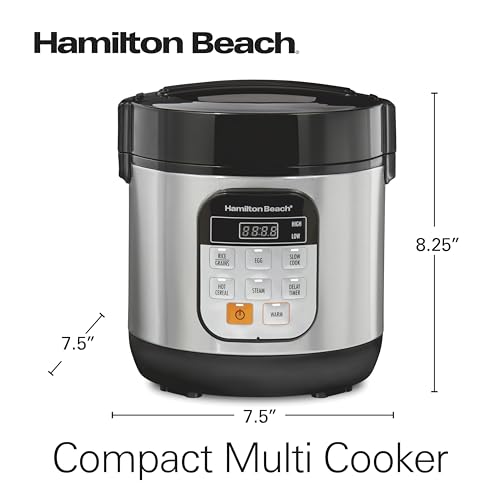 Hamilton Beach Digital Programmable Rice Cooker & Food Steamer, with Slow Hard-Boiled Egg Functions, Egg/Steam Tray, Small & Compact, 6 Cups Cooked (3 Uncooked), Stainless Steel (37524) - image 9