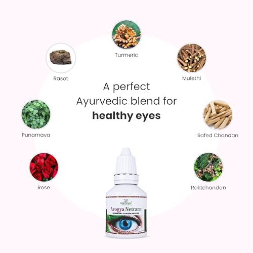 Image of Arogya Netram Ayurvedic Eye Drops 10ml Each | Herbal Eye Care for Dry & Tired Eyes | With Turmeric, Mulethi, Punarnava & Rose - (Pack of 3)