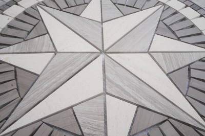 Rosone Antiguo mármol 60 x 60 mosaico Azulejos piedra natural gris/crema 069