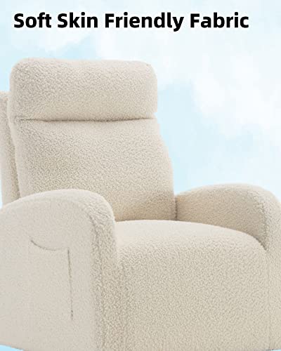 Luccalily Swivel Rocking Chair For Nursery, Upholstered Glider Nursery Chair With Breathable Fabric For Bedroom, Living Room, White Teddy #TOP2