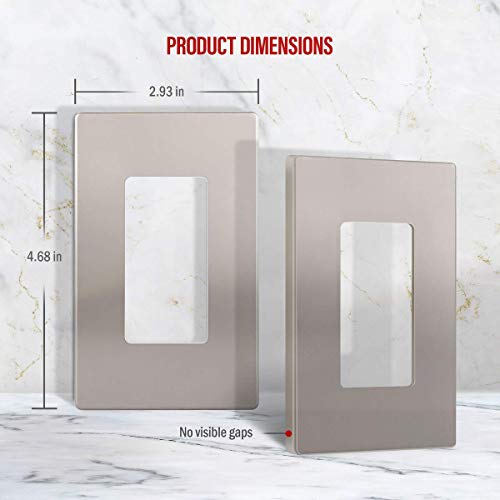 Topgreener Dimmer With Light Adjustment Slider, Single Pole Or 3 Way, 150W Led, 600W Incandescent/Halogen, Nickel/Enerlites Screwless Decorator Plate Child Safe Cover, 1 Gang 4.68" H X 2.93" L, Nickel #TOP5
