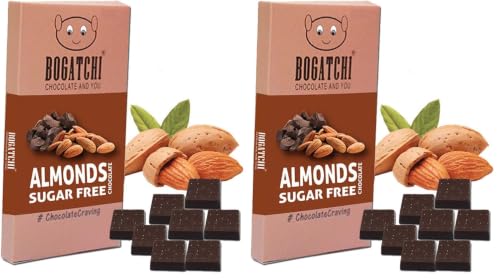 Image of BOGATCHI SugarFREE Healthy Chocolate Bites with Almonds, 16 Pcs (Pack of 2)