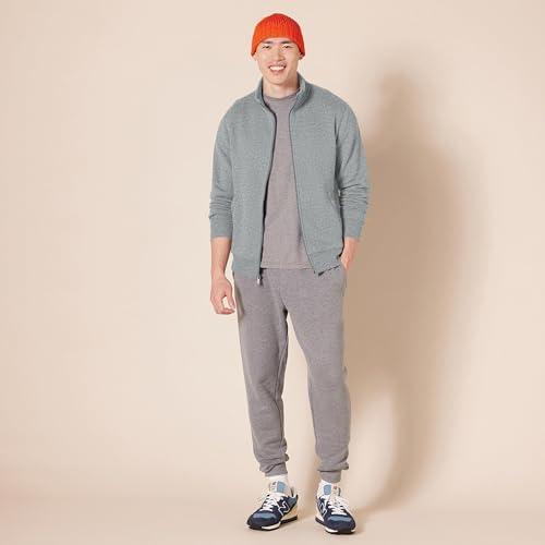 Amazon Essentials Sudadera de Forro Polar con Cuello Perkins y Cremallera Completa Hombre, Gris Claro Mezcla, L - imagen 5
