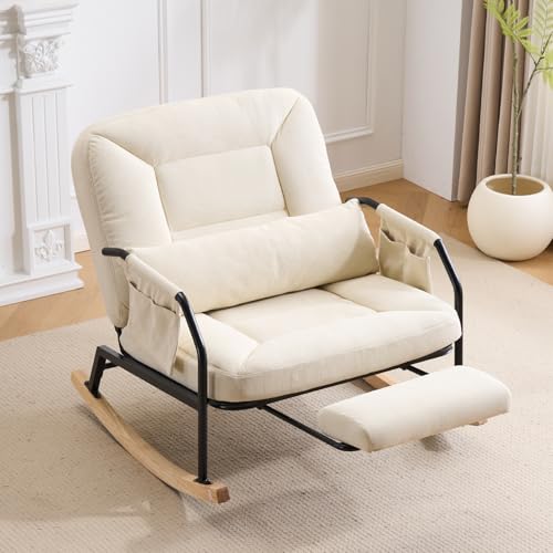 FLITI Schaukelstuhl mit Fußstütze, Stillsessel mit Fußstütze, Großer Schaukelstuhl,...