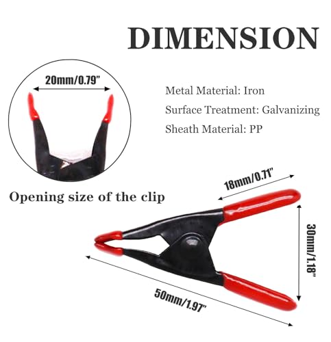 Image of 2 Inch Spring Clamps, Heavy Duty Metal Strong Clips Clamps (20pcs, Red)