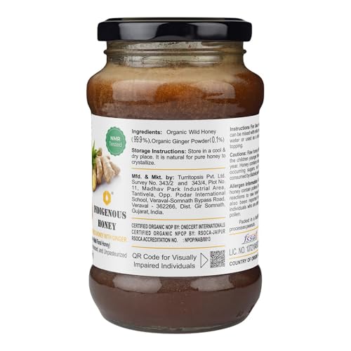 Image of INDIGENOUS HONEY USDA Certified Organic Raw Honey with Organic Ginger