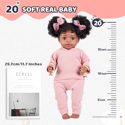Muñeca realista BABESIDE reborn de 20 pulgadas negra miniatura 7