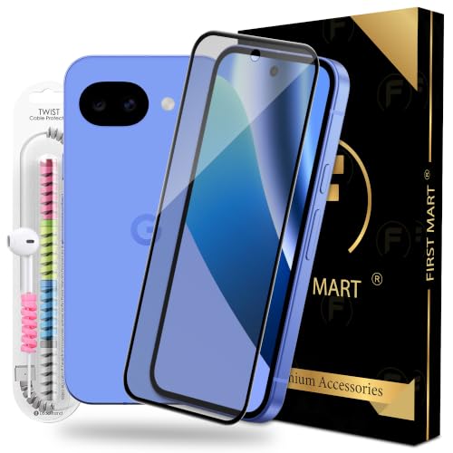 Image of FIRST MART Matte Anti-Glare Tempered Glass for Google Pixel 10A With Installation Kit | Military-Grade Gaming Screen Protector & Cable Guard | Edge to Edge Coverage | Black