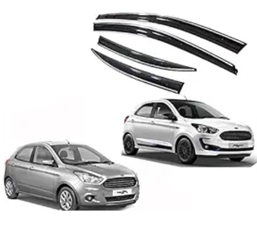 Compatible Chromeline Silverline Door Visor Wind Deflector Ford Figo Aspire Model 2015 Onwards Set of 4 Pieces-image-24