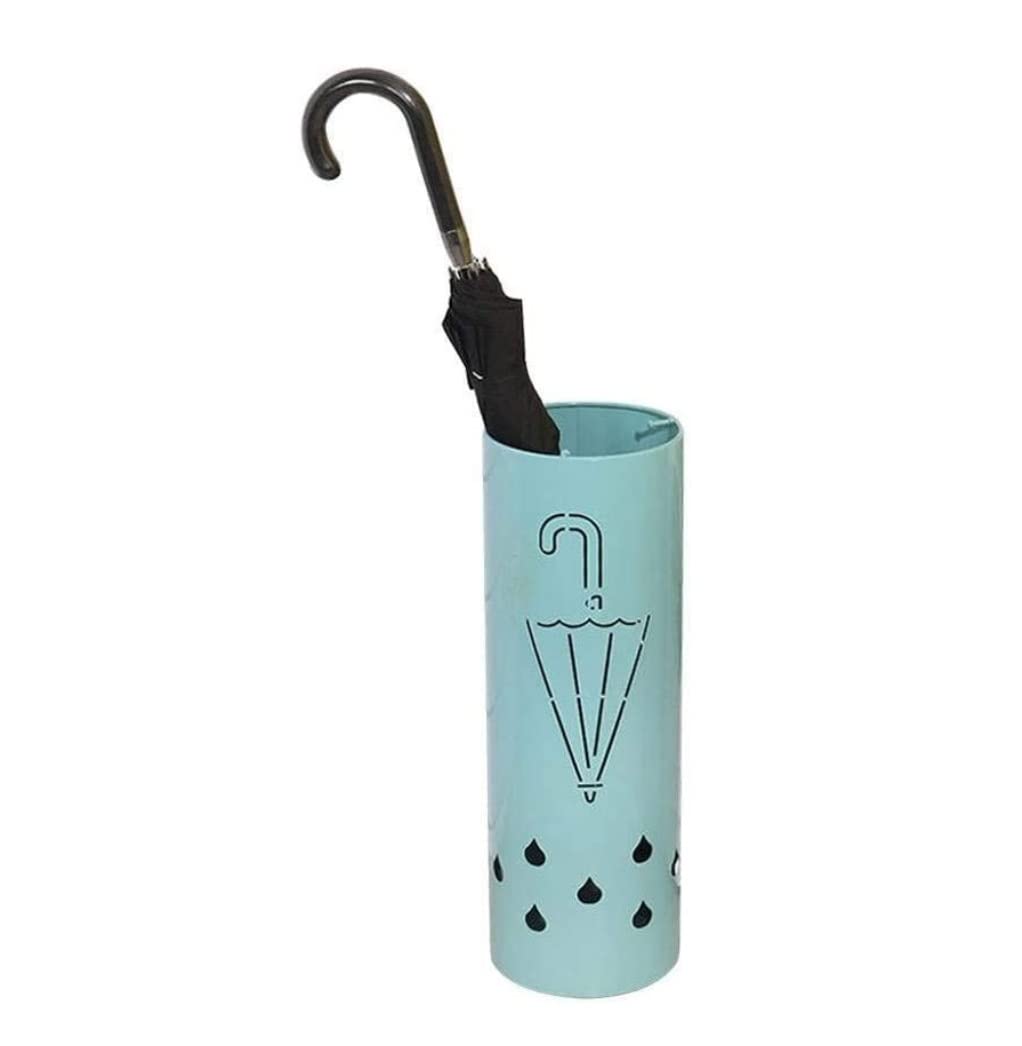 Porte-parapluies rond en métal bleu 18x52 pour entrée de maison