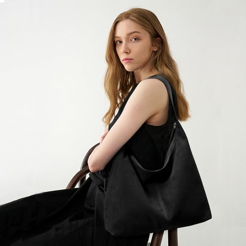 Image of KALIDI Casual Tote Bag Vegan Leather Hobo Zipper Work Bag Weekender Shoulder for Women Shoulder Travel Purse