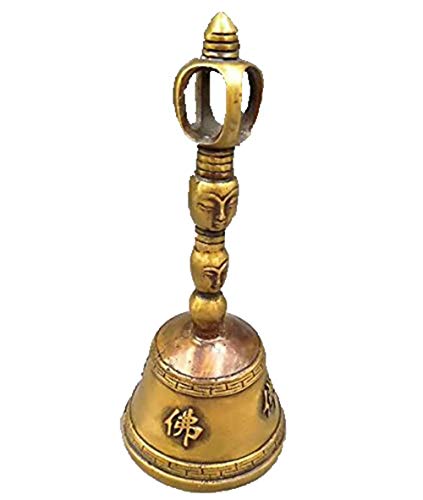 Cloche à main bouddhisme en laiton pur statue artisanale chinoise H3TF5J