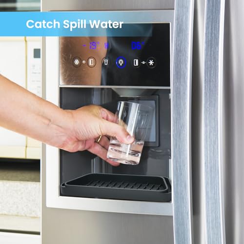 Image of Crystala Filters Non-slip Cuttable fridge water Dispenser Drip Tray, Fridge Water Dispenser Drip Tray Prevents Water Splashes, 2 Pack (Rectangular, Black)