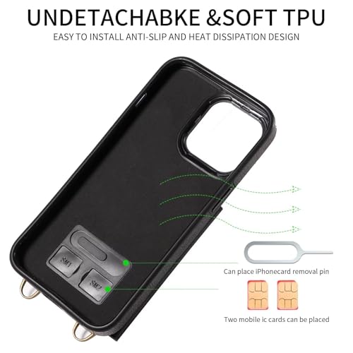 Étui en cuir iPhone 13 Pro noir premium ajusté et antichoc - 2