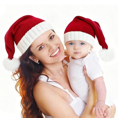 JIEBAO 2 Stück Weihnachtsmütze, Eltern-Kind-Weihnachtsmütze,...