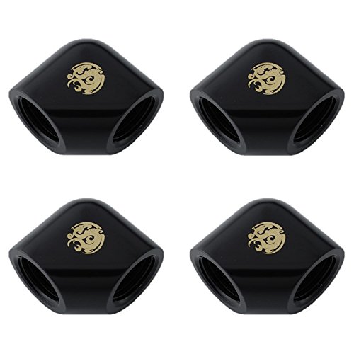 Bitspower G1/4�C���` ���X-���X �G�N�X�e���_�[�p�� �p�x90�x �}�b�g�u���b�N 4�p�b�N