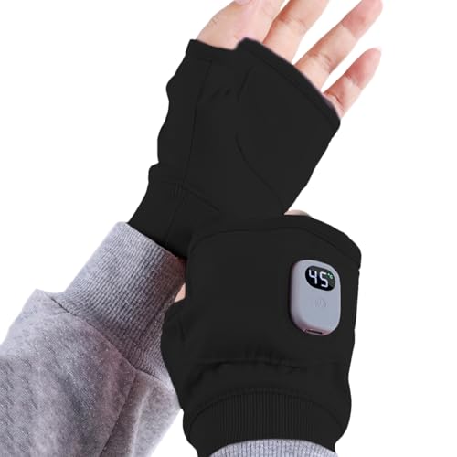Yonuaret Guantes De Trabajo Con Calefacción, Guantes Calefactables Mujer Hombre, Guante Calefactables Recargables Sin Dedos, Guante De Equitación Con Calefacción Ajustable De 3 Velocidades