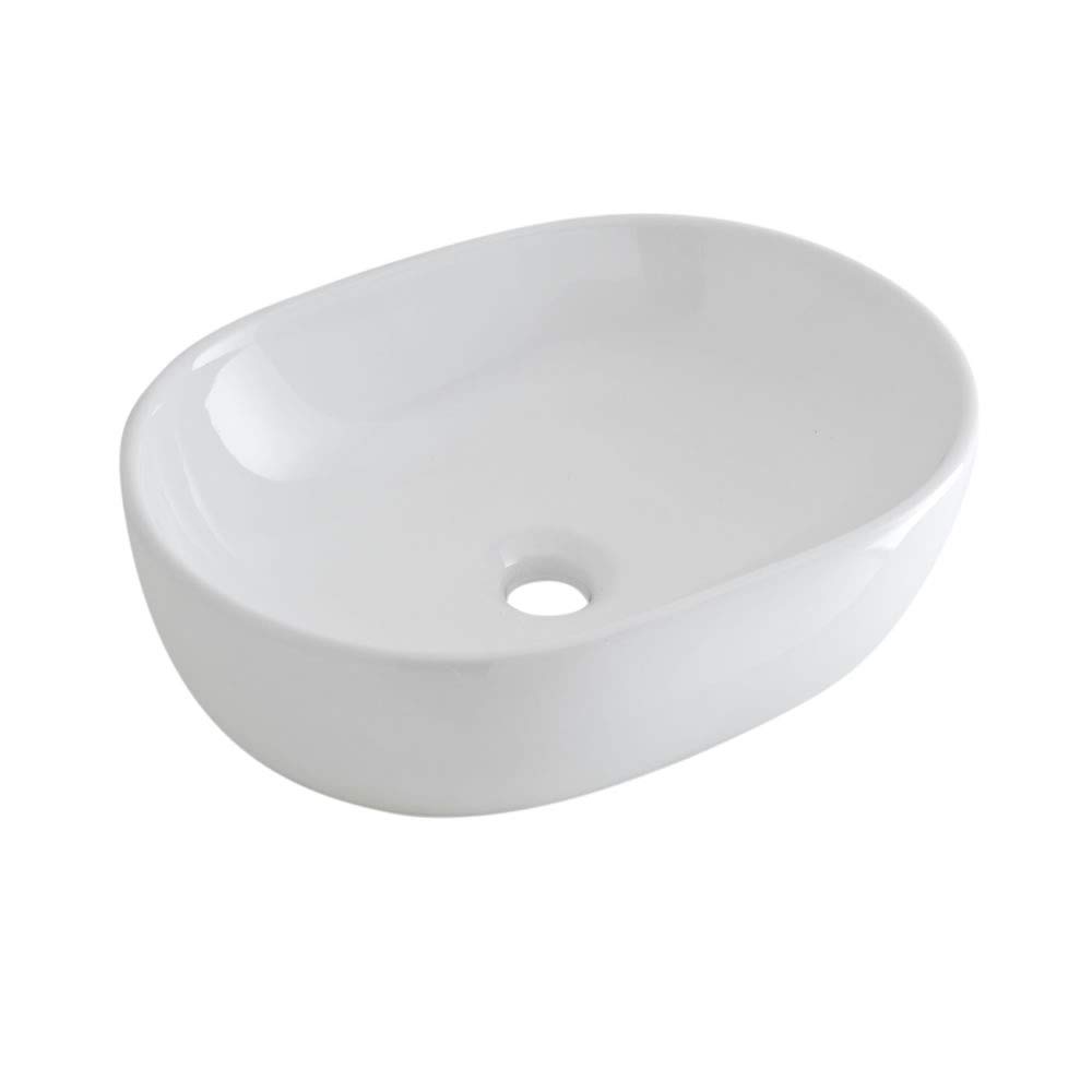Milano White Overton Ceramic Oval Countertop Bathroom Basin Sink - 480Mm X 350Mm