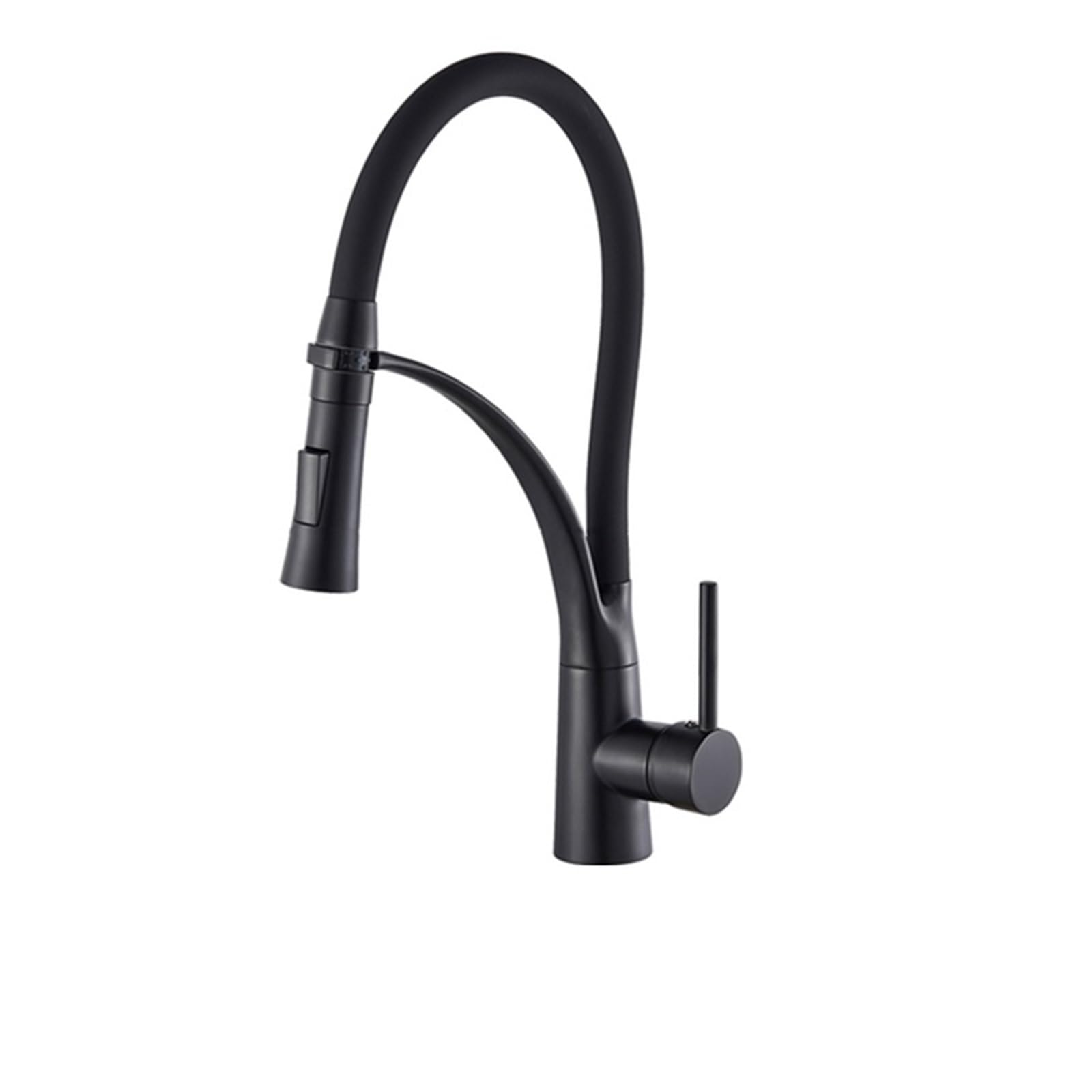 Grifo de cocina giratorio con manguera negra flexible y mezclador de agua monomando