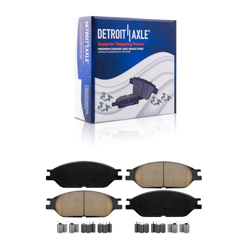 Image of Detroit Axle - Brake Kit for Ford 1999-2003 Windstar Front Ceramic Brake Pads with Hardware Rear Brake Shoes 2000 2001 2002 Replacement
