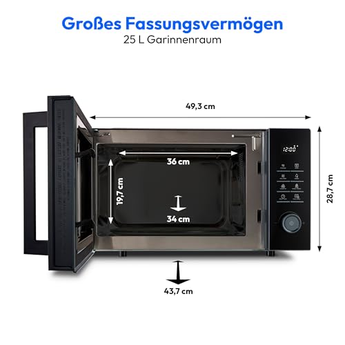 MEDION Mikrowelle mit Grill und Heißluft, Airfryer & Heißluftfritteuse, 25 Liter, 900 W Mikrowellenleistung, Backofenfunktion, inkl. Air fryer Zubehör - Grillrack & Backteller - MD12231 dunkel grau – Bild 3